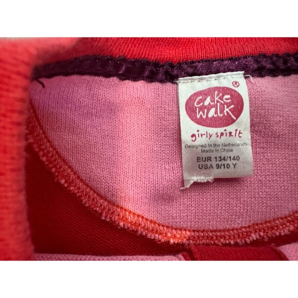 Cakewalk Cardigan Sweater Girls 10 /140 Pink Red Pockets Long Sleeve Button Down - Picture 4 of 8